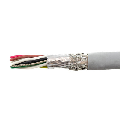 Alpha Wire Twisted Pair Data Cable, 6 Pairs, 0.241 mm², 12 Cores, 24 AWG, Screened, 30m, Grey Sheath