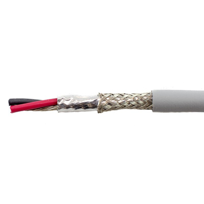 Alpha Wire Twisted Pair Data Cable, 2 Pairs, 0.382 mm², 4 Cores, 22 AWG, Screened, 30m, Grey Sheath