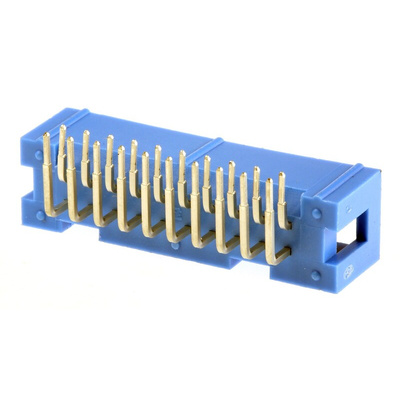 TE Connectivity AMP-LATCH Series Right Angle Through Hole PCB Header, 20 Contact(s), 2.54mm Pitch, 2 Row(s), Shrouded