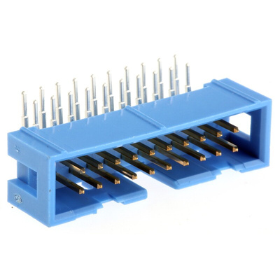 TE Connectivity AMP-LATCH Series Right Angle Through Hole PCB Header, 20 Contact(s), 2.54mm Pitch, 2 Row(s), Shrouded