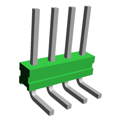 TE Connectivity AMPMODU MOD II Series Right Angle Through Hole Pin Header, 4 Contact(s), 2.54mm Pitch, 1 Row(s),