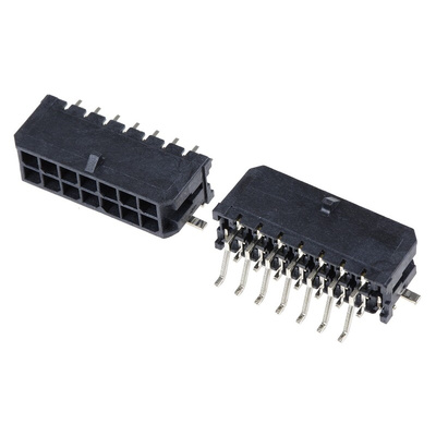 Molex Micro-Fit 3.0 Series Right Angle Surface Mount PCB Header, 14 Contact(s), 3.0mm Pitch, 2 Row(s), Shrouded