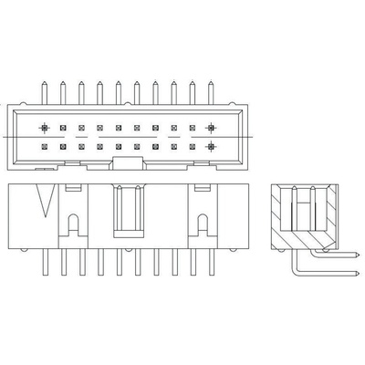 TE Connectivity AMP-LATCH Series Right Angle Through Hole PCB Header, 10 Contact(s), 2.54mm Pitch, 2 Row(s), Shrouded