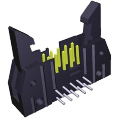 TE Connectivity AMP-LATCH Series Right Angle Through Hole PCB Header, 10 Contact(s), 2.54mm Pitch, 2 Row(s), Shrouded