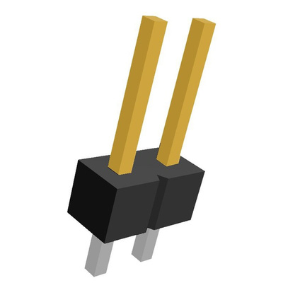 TE Connectivity AMPMODU MOD II Series Straight Through Hole Pin Header, 2 Contact(s), 2.54mm Pitch, 1 Row(s), Unshrouded