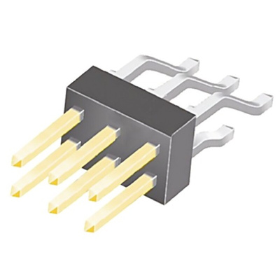 Samtec TSM Series Right Angle Surface Mount Pin Header, 6 Contact(s), 2.54mm Pitch, 2 Row(s), Unshrouded