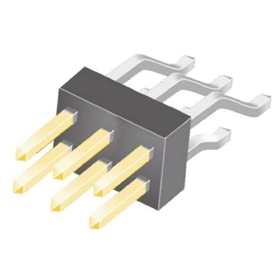 Samtec TSM Series Right Angle Surface Mount Pin Header, 8 Contact(s), 2.54mm Pitch, 2 Row(s), Unshrouded