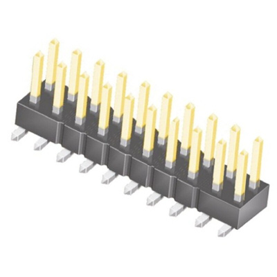 Samtec TSM Series Straight Surface Mount Pin Header, 20 Contact(s), 2.54mm Pitch, 2 Row(s), Unshrouded