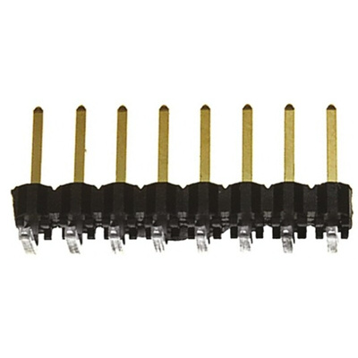 Samtec TSW Series Right Angle Through Hole Pin Header, 8 Contact(s), 2.54mm Pitch, 1 Row(s), Unshrouded