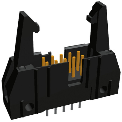 TE Connectivity AMP-LATCH Series Straight Through Hole PCB Header, 10 Contact(s), 2.54mm Pitch, 2 Row(s), Shrouded