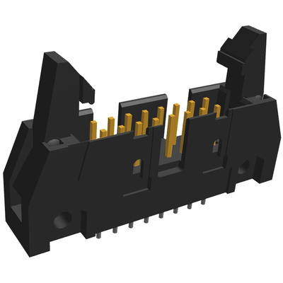 TE Connectivity AMP-LATCH Series Straight Through Hole PCB Header, 16 Contact(s), 2.54mm Pitch, 2 Row(s), Shrouded