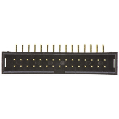 Amphenol T821 Series Right Angle Through Hole PCB Header, 30 Contact(s), 2.54mm Pitch, 2 Row(s), Shrouded