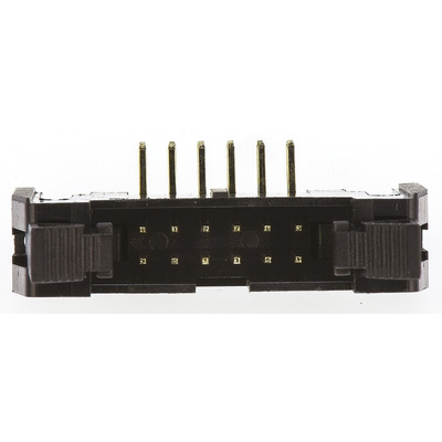 Amphenol T816 Series Right Angle Through Hole PCB Header, 12 Contact(s), 2.54mm Pitch, 2 Row(s), Shrouded