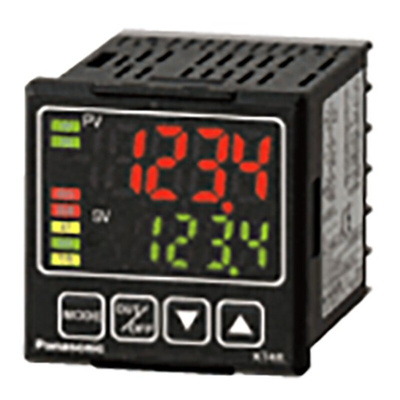 Panasonic AKT4B Panel Mount PID Temperature Controller, 48 x 60mm 1 Input, 3 Output Relay, 24 V ac/dc, 100 → 240