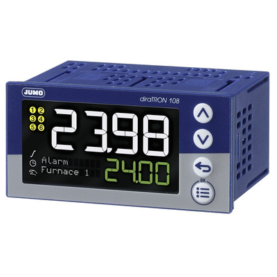 Jumo diraTRON Panel Mount PID Temperature Controller, 96 x 48mm 3 Input, 3 Output 2 Relay, 1 Logic, 110 → 240 V