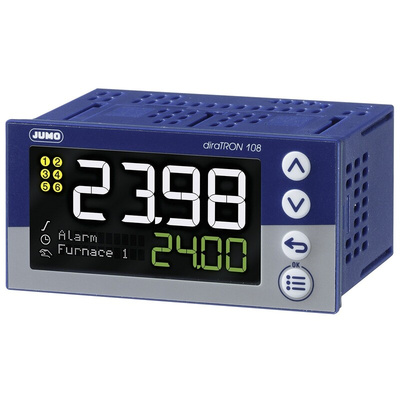 Jumo diraTRON Panel Mount PID Temperature Controller, 96 x 48mm 3 Input, 3 Output 2 Relay, 1 Logic, 20 → 30 V