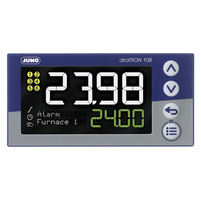 Jumo diraTRON Panel Mount PID Temperature Controller, 96 x 48mm 3 Input, 3 Output 2 Relay, 1 Logic, 110 → 240 V