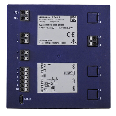Jumo diraTRON Panel Mount PID Temperature Controller, 96 x 96mm 3 Input, 3 Output 2 Relay, 1 Logic, 110 → 240 V