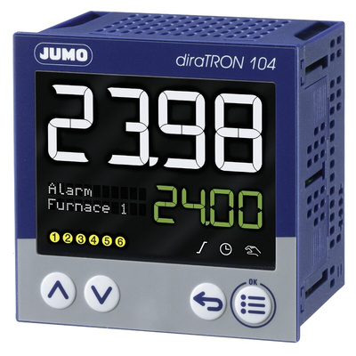 Jumo diraTRON Panel Mount PID Temperature Controller, 96 x 96mm 3 Input, 3 Output 2 Relay, 1 Logic, 20 → 30 V