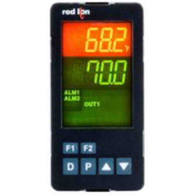 Red Lion PXU Panel Mount PID Temperature Controller, 48 x 95.8mm 2 Input, 1 Output Relay, 24 V dc Supply Voltage PID