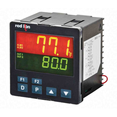 Red Lion PXU Panel Mount PID Temperature Controller, 95.8 x 95.8mm 2 Input, 2 Output 4-20 mA, Relay, 24 V dc Supply