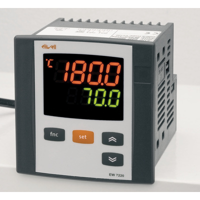 Eliwell EW7222 Panel Mount Controller, 72mm 2 Input, 4 Output Relay, 100 To 240 V Supply Voltage ON/OFF, PID Controller