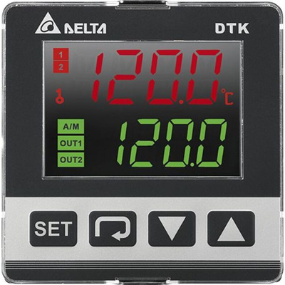 Delta Electronics DTK Panel Mount PID Temperature Controller, 72 x 72mm 1 Input, 2 Output Relay, 100 → 240 V