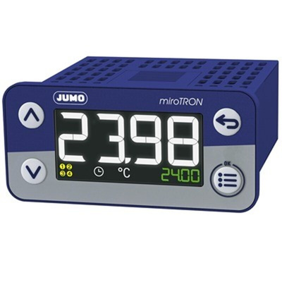 Jumo miroTRON Panel Mount Controller, 69 x 62 x 36mm 2 (1Pt100, 1 DI) Input, 2 Output Relay, 230 V ac Supply Voltage