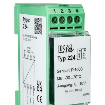 LKMelectronic LKM Temperature Transmitter Pt100/Pt1000 Input, 15 → 26 V ac/dc, 15 → 35 V ac/dc