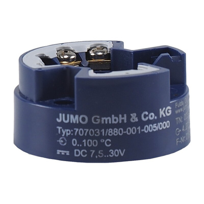 Jumo dTrans T03 Temperature Transmitter PT100 Input, 7.5 → 30 V dc, -40 → +85 °C