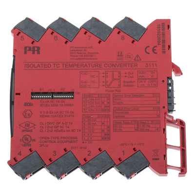 PR Electronics 3111 Temperature Transmitter Temperature Input, 16.8 → 31.2 V dc, -25 → +70 °C