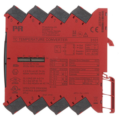 PR Electronics 3101 Temperature Transmitter Temperature Input, 16.8 → 31.2 V dc, -25 → +70 °C