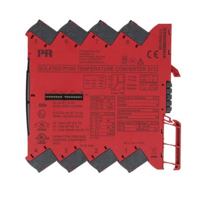 PR Electronics 3112 Temperature Transmitter Temperature Input, 16.8 → 31.2 V dc, -25 → +70 °C