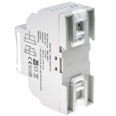RS PRO Digital DIN Rail Time Switch 12 V dc, 1-Channel