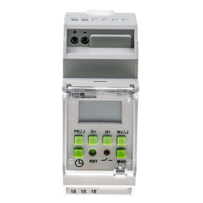 RS PRO Digital DIN Rail Time Switch 12 V dc, 1-Channel
