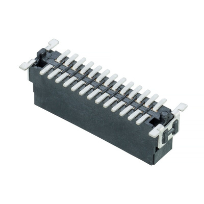 HARWIN M55-700 Series Vertical Surface Mount PCB Header, 26 Contact(s), 1.27mm Pitch, 2 Row(s), Shrouded