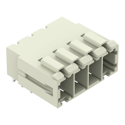 Wago 831 Series Angled PCB Mount PCB Header, 4 Contact(s), 7.62mm Pitch, 1 Row(s), Shrouded