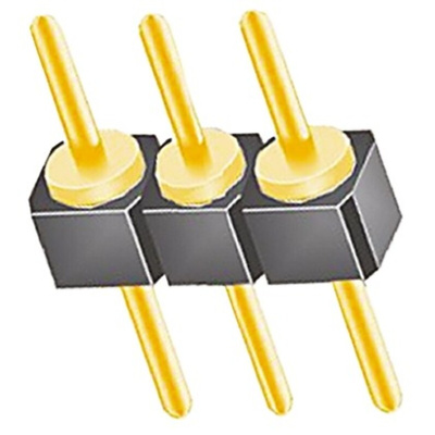 Samtec TS Series Straight Through Hole Pin Header, 3 Contact(s), 2.54mm Pitch, 1 Row(s), Unshrouded