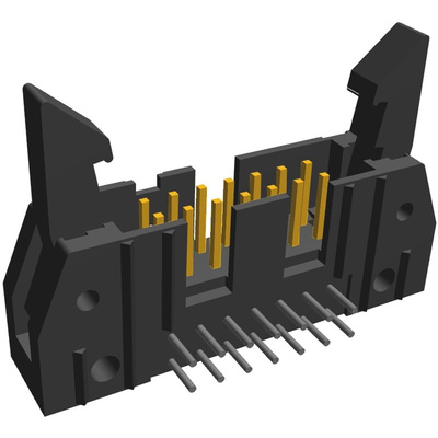 TE Connectivity AMP-LATCH Series Right Angle Through Hole PCB Header, 14 Contact(s), 2.54mm Pitch, 2 Row(s), Shrouded