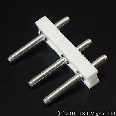 JST V Series Top Entry Through Hole Pin Header, 3 Contact(s), 5.0mm Pitch, 1 Row(s), Unshrouded