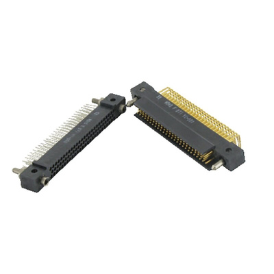 Amphenol Socapex HDAS Series Right Angle PCB Header, 77 Contact(s), 1.905mm Pitch, 3 Row(s), Shrouded