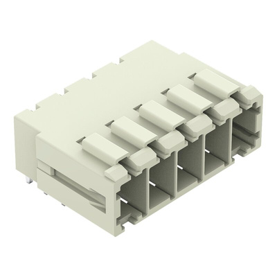 Wago 831 Series Angled PCB Mount PCB Header, 5 Contact(s), 7.62mm Pitch, 1 Row(s), Shrouded