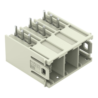 Wago 832 Series Angled PCB Mount PCB Header, 3 Contact(s), 10.16mm Pitch, 1 Row(s), Shrouded