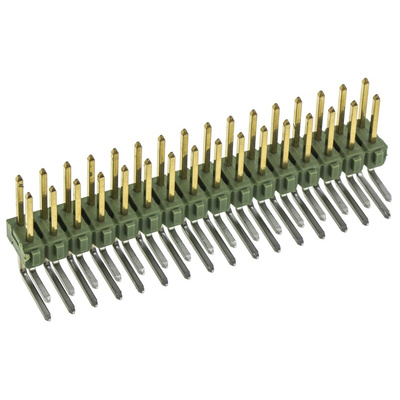 TE Connectivity AMPMODU MOD II Series Right Angle Through Hole Pin Header, 32 Contact(s), 2.54mm Pitch, 2 Row(s),