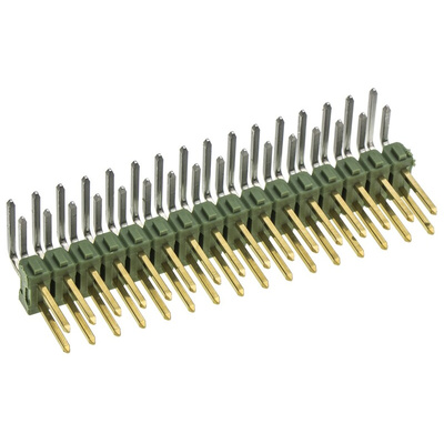 TE Connectivity AMPMODU MOD II Series Right Angle Through Hole Pin Header, 32 Contact(s), 2.54mm Pitch, 2 Row(s),
