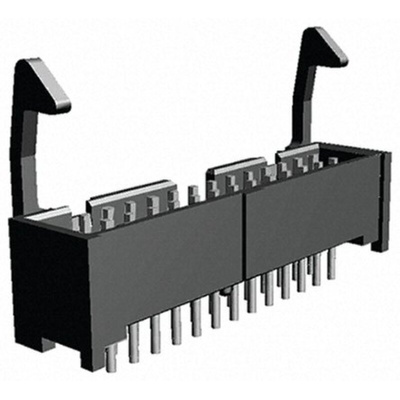 TE Connectivity AMP-LATCH Series Straight Through Hole PCB Header, 26 Contact(s), 2.54mm Pitch, 2 Row(s), Shrouded