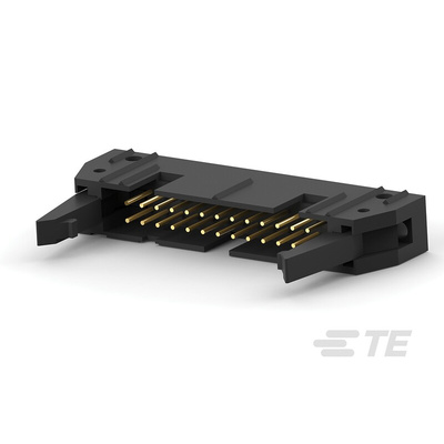 TE Connectivity AMP-LATCH Series Straight Through Hole PCB Header, 26 Contact(s), 2.54mm Pitch, 2 Row(s), Shrouded