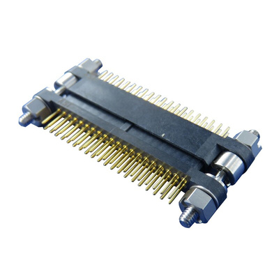 Amphenol Socapex MHDAS Series Right Angle PCB Header, 60 Contact(s), 1.27mm Pitch, 2 Row(s), Shrouded