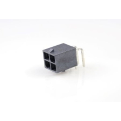 Molex Mega-Fit Series Right Angle PCB Header, 4 Contact(s), 5.7mm Pitch, 2 Row(s), Shrouded