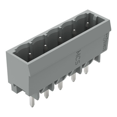 Wago 231 Series Straight PCB Mount Header, 5 Contact(s), 5mm Pitch, 1 Row(s), Shrouded
